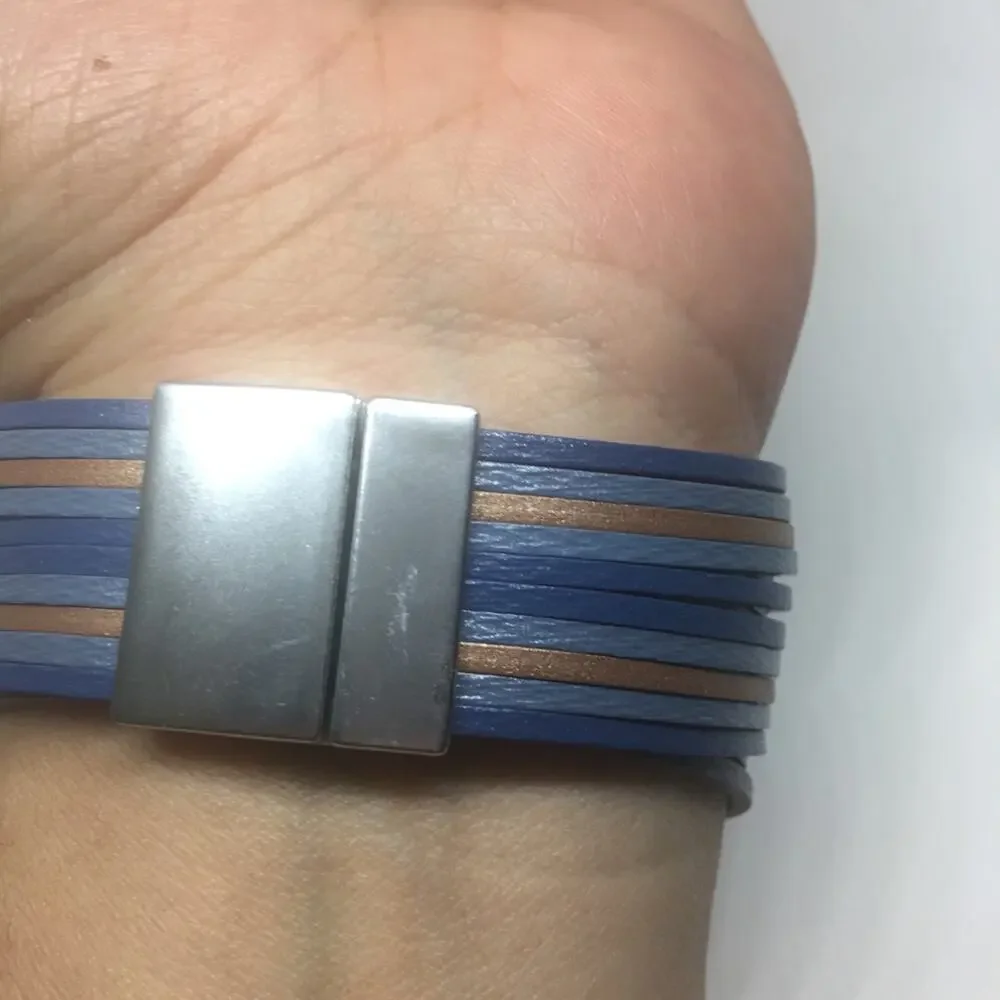 Multi Row Bracelet Magnetic Closure - Blue